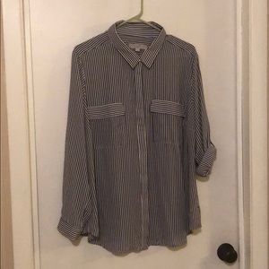 Loft coastal grey striped utility shirt